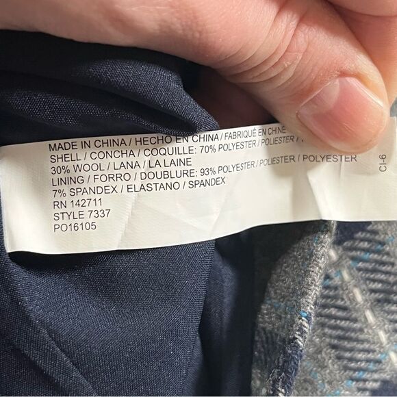 Draper James x Eloquii Gray Blue Plaid Wool Blend Blazer size 18 - Picture 8 of 11